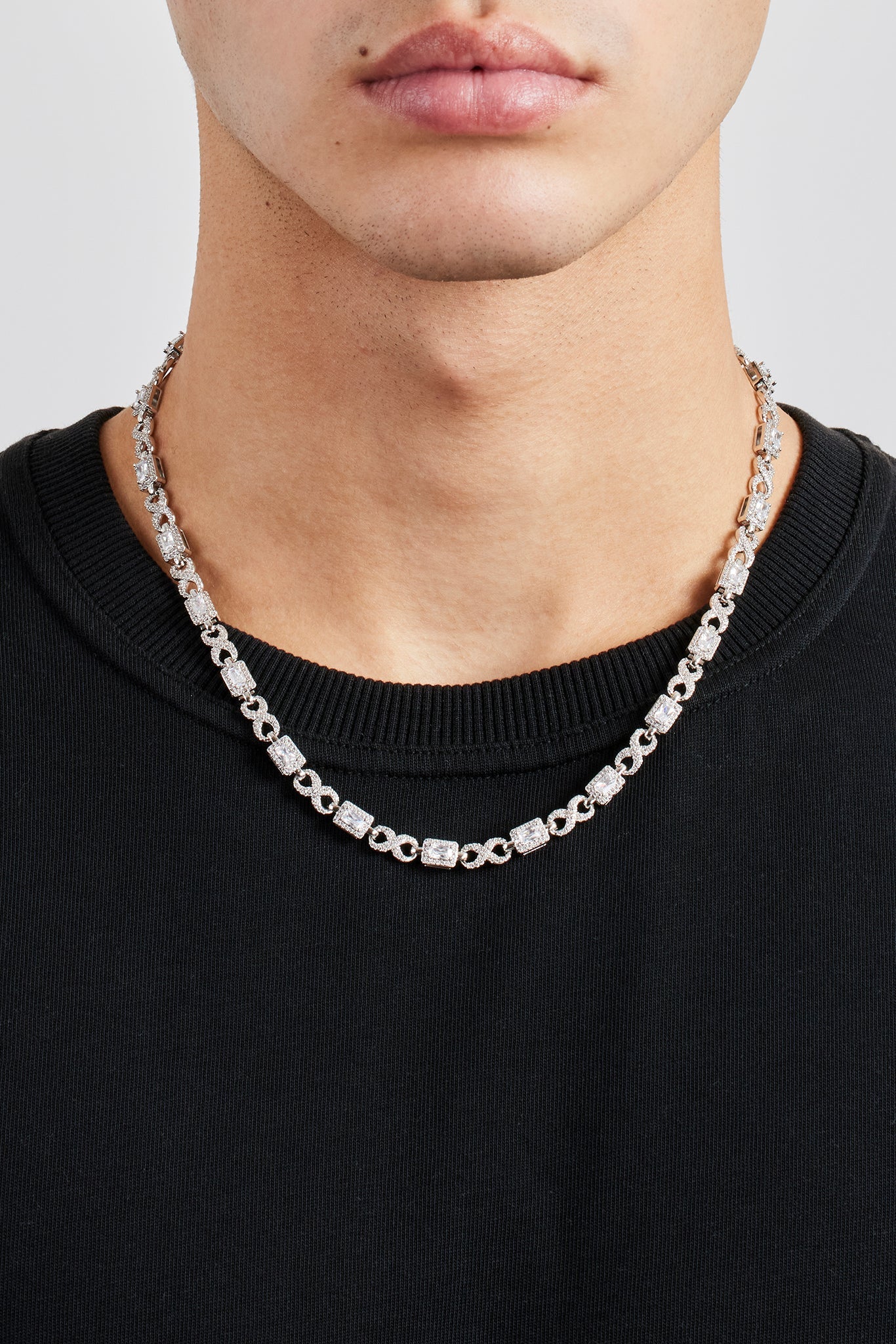Iced Clear Baguette Stone Infinity Link Chain - 6mm | Mens Chains