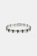 Iced Black Cross Infinity Link Bracelet - 10mm