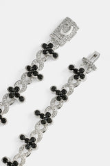 Iced Black Cross Infinity Link Bracelet - 10mm