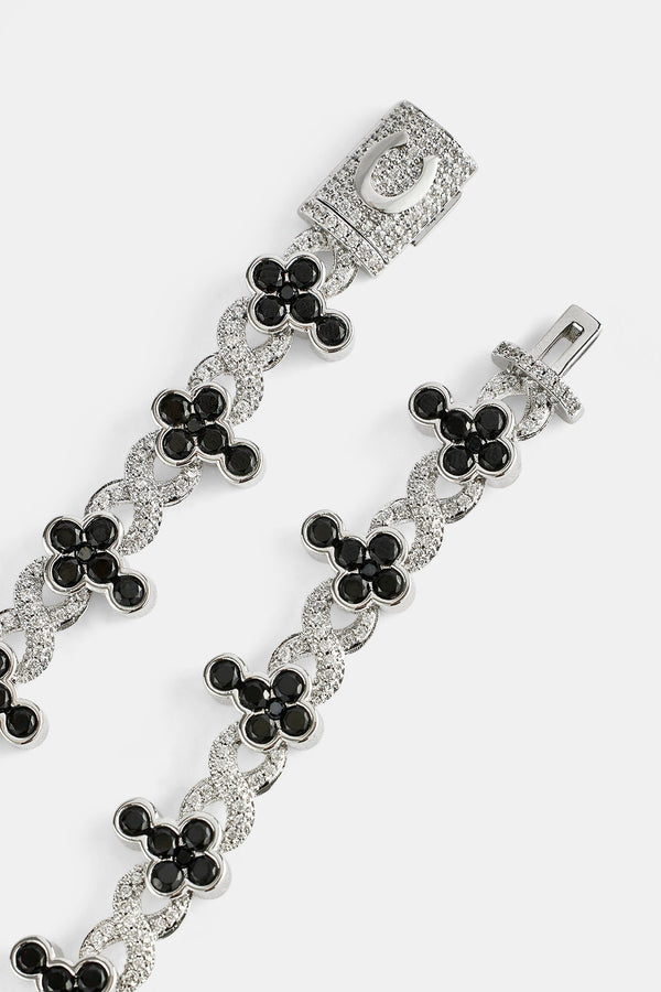 Iced Black Cross Infinity Link Bracelet - 10mm