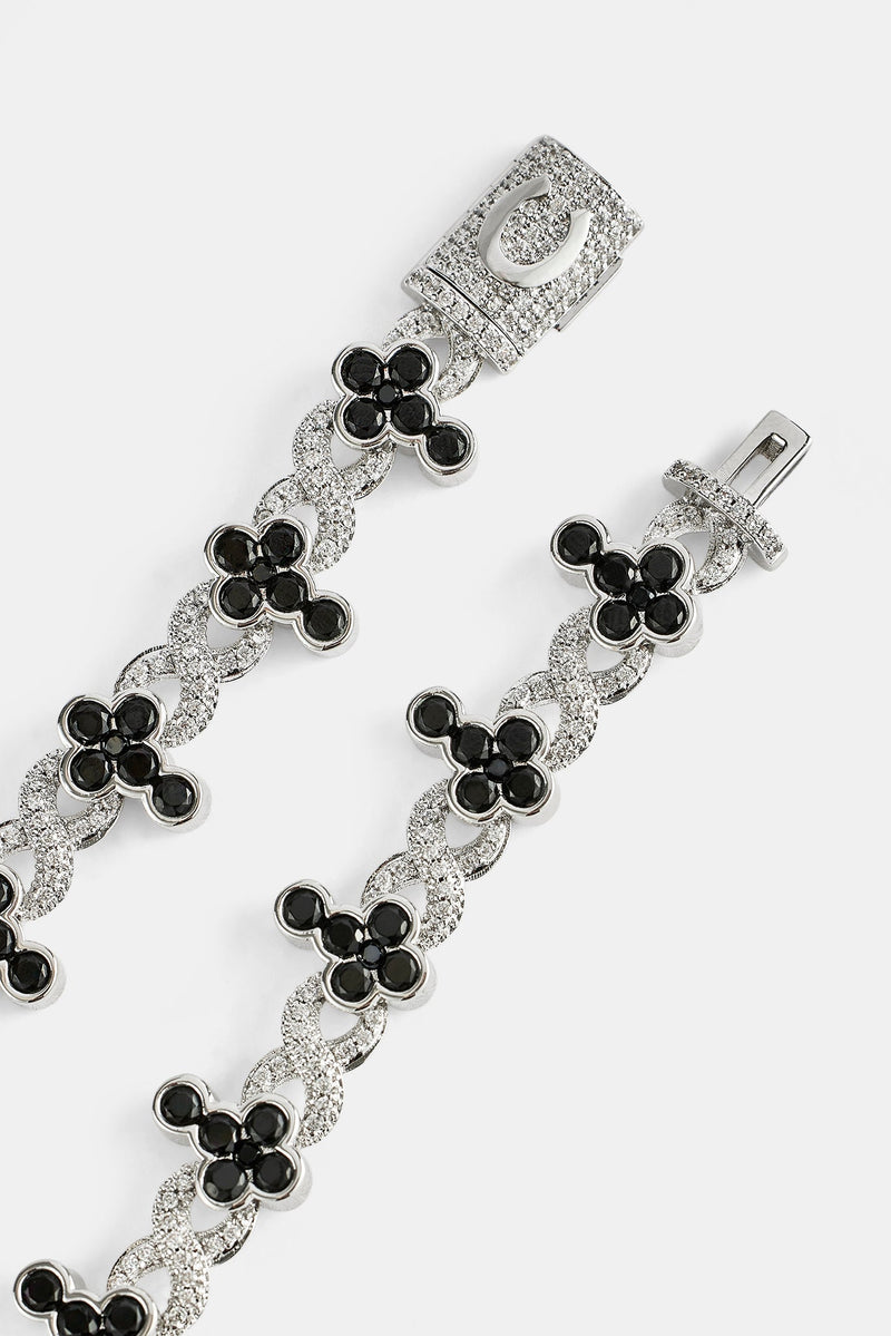Iced Black Cross Infinity Link Bracelet - 10mm
