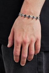Iced Black Cross Infinity Link Bracelet - 10mm