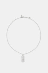 Iced Clear Double Stone Pendant Necklace - 40mm