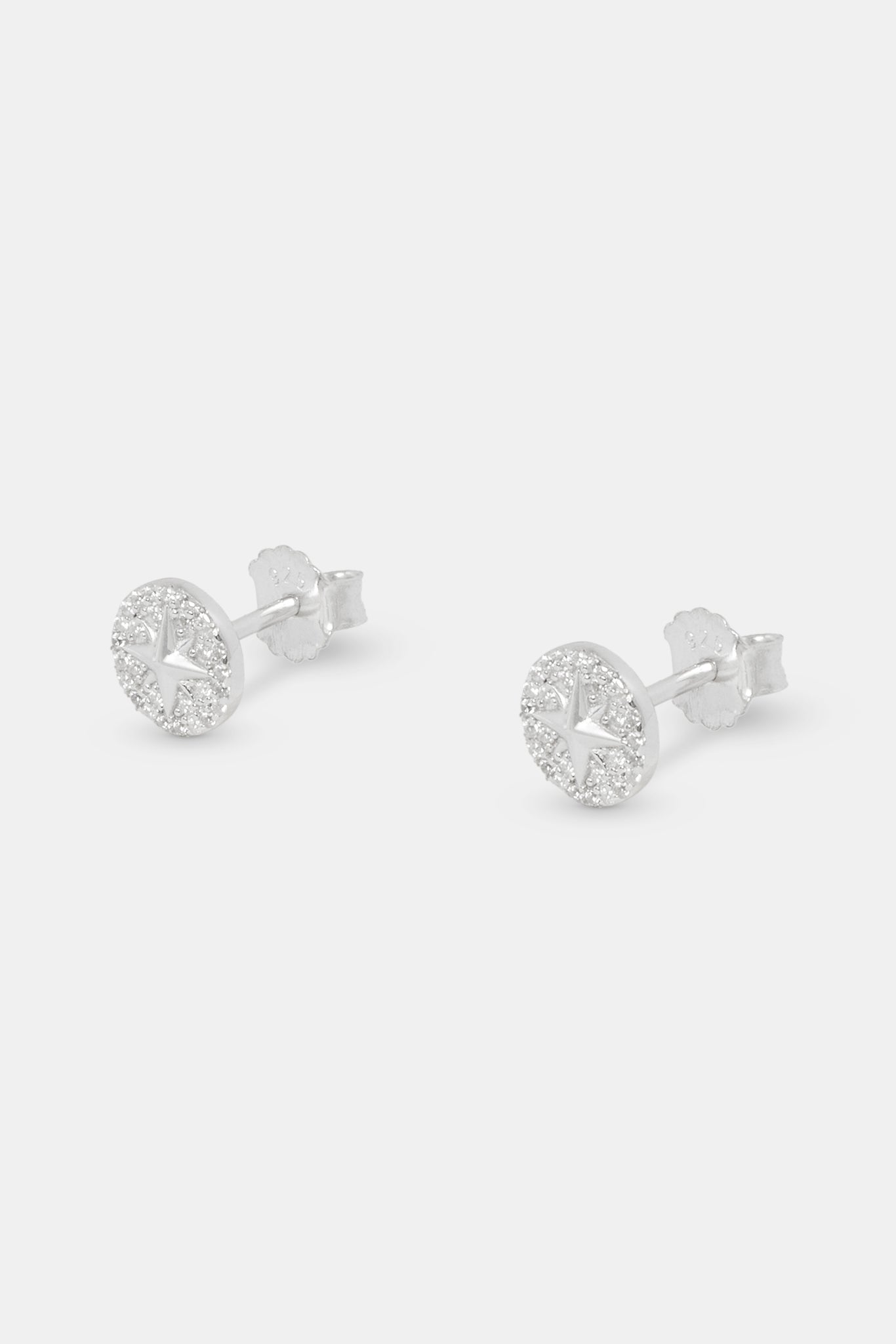 Iced Compass Stud Earrings - 8mm