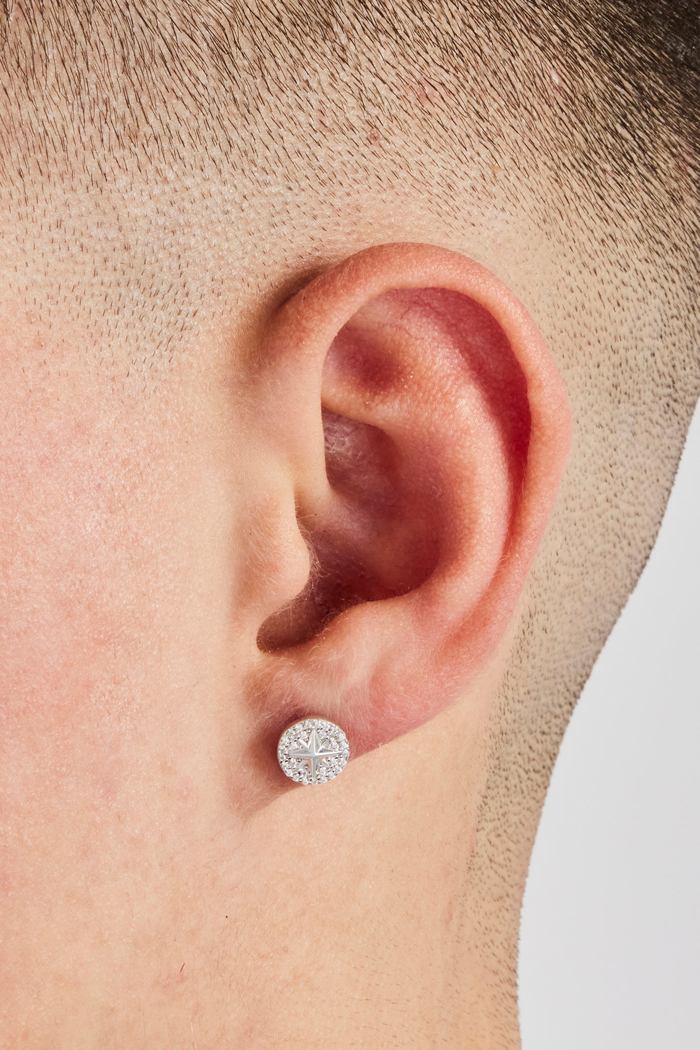 Iced Compass Stud Earrings - 8mm