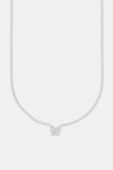 Cz Pave Butterfly Necklace - 10mm