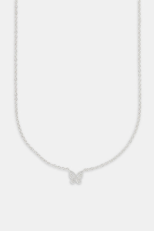 Cz Pave Butterfly Necklace - 10mm