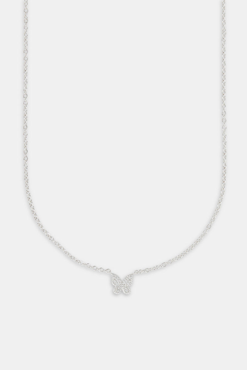 Cz Pave Butterfly Necklace - 10mm