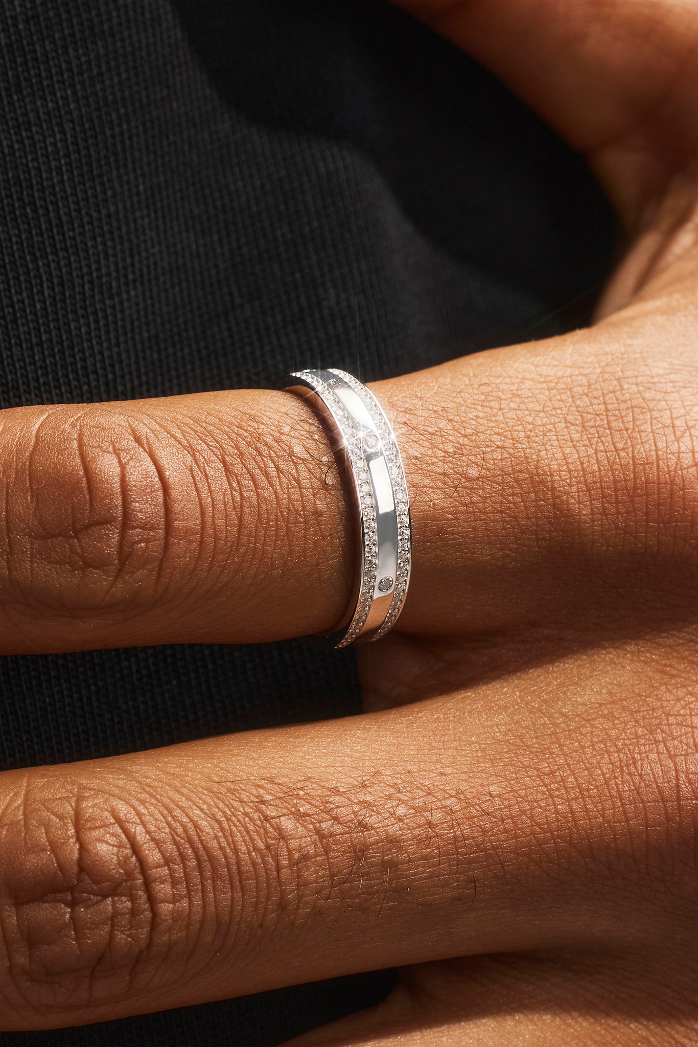 Iced Edge Polished & Gemstone Ring - 5mm