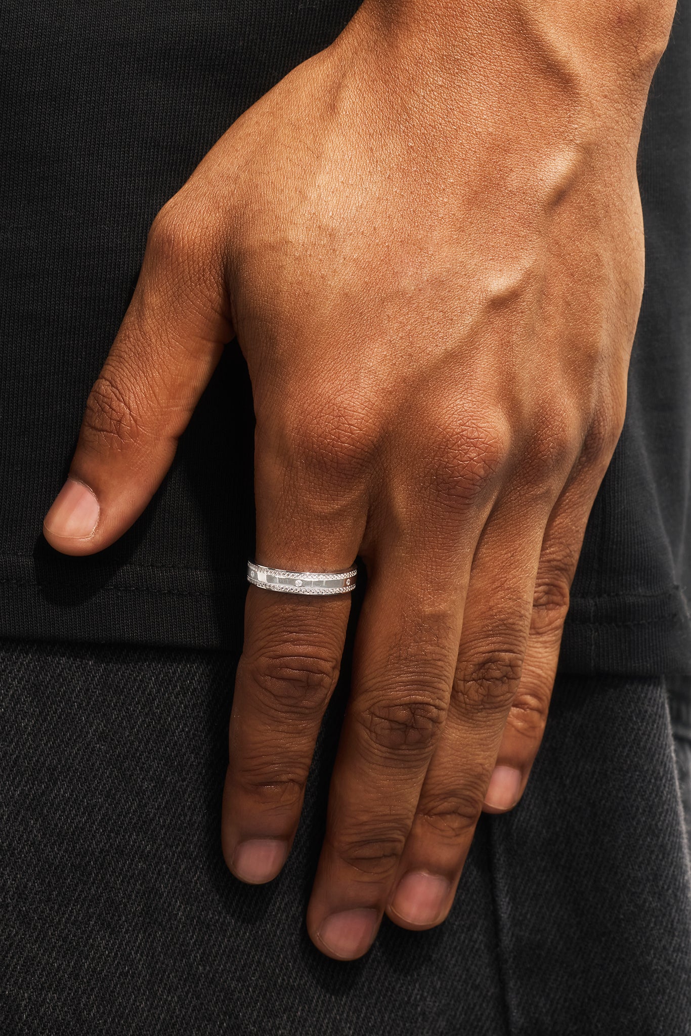 Iced Edge Polished & Gemstone Ring - 5mm