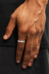 Iced Edge Polished & Gemstone Ring - 5mm