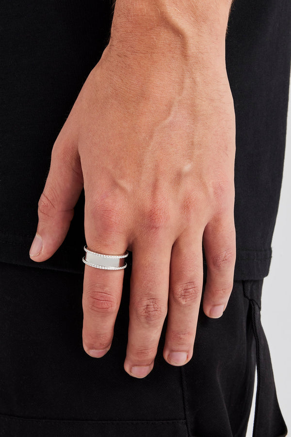 Iced Edge Polished & Gemstone Ring - 5mm