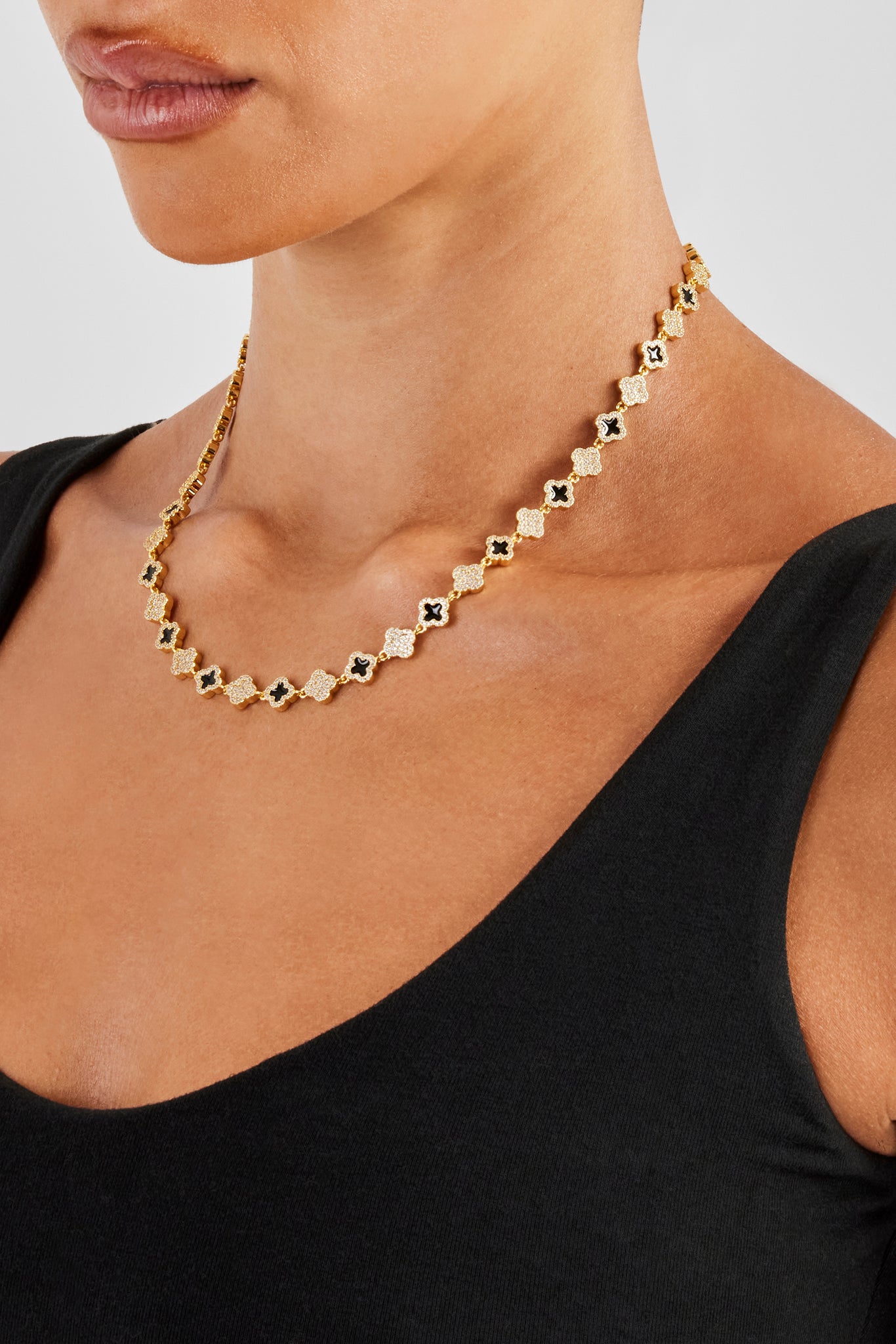 Iced & Black Enamel Motif Chain - 8mm