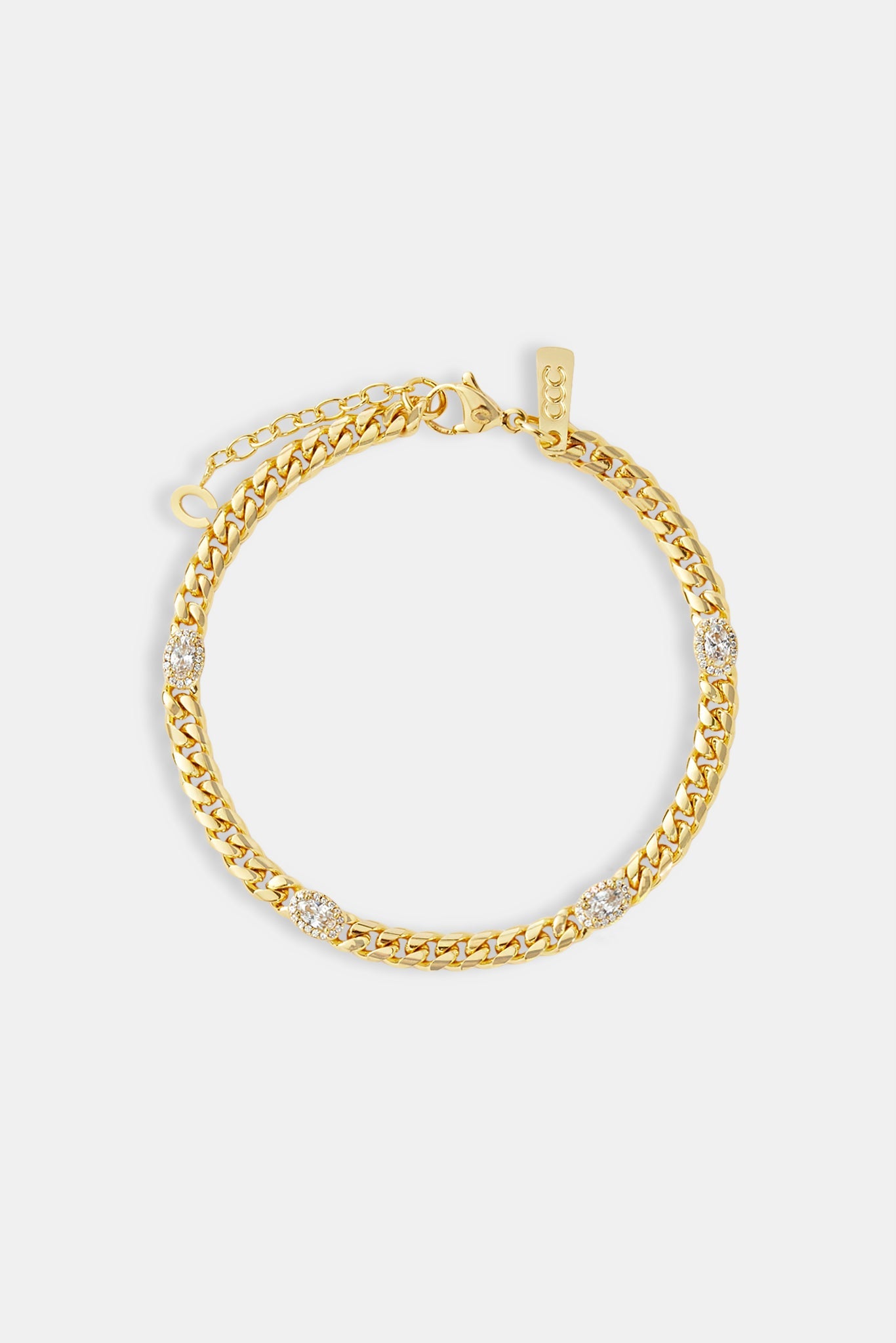Iced Gemstone Miami Cuban Bracelet - 5mm - Gold