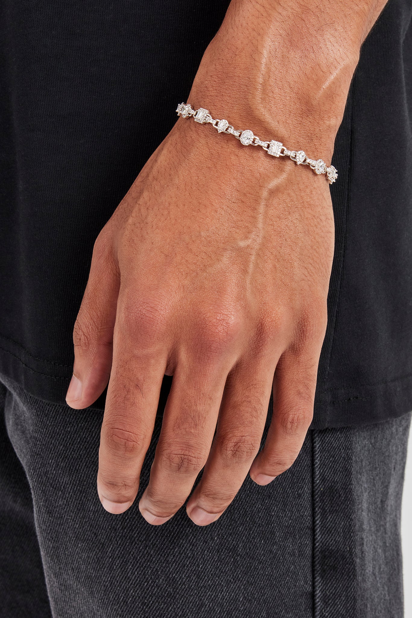 Iced Gemstone Infinity Link Bracelet - 6mm