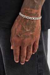 Iced Gemstone Polished Link Bracelet - 8mm