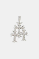 Iced Gothic Triple Cross Pendant - 40mm