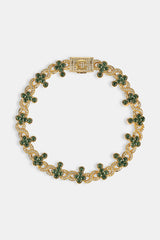Iced Green Cross Infinity Link Bracelet - 10mm