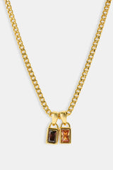 Iced Chocolate Double Pendant Necklace - 6mm - Gold