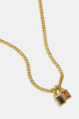 Iced Chocolate Double Pendant Necklace - 6mm - Gold