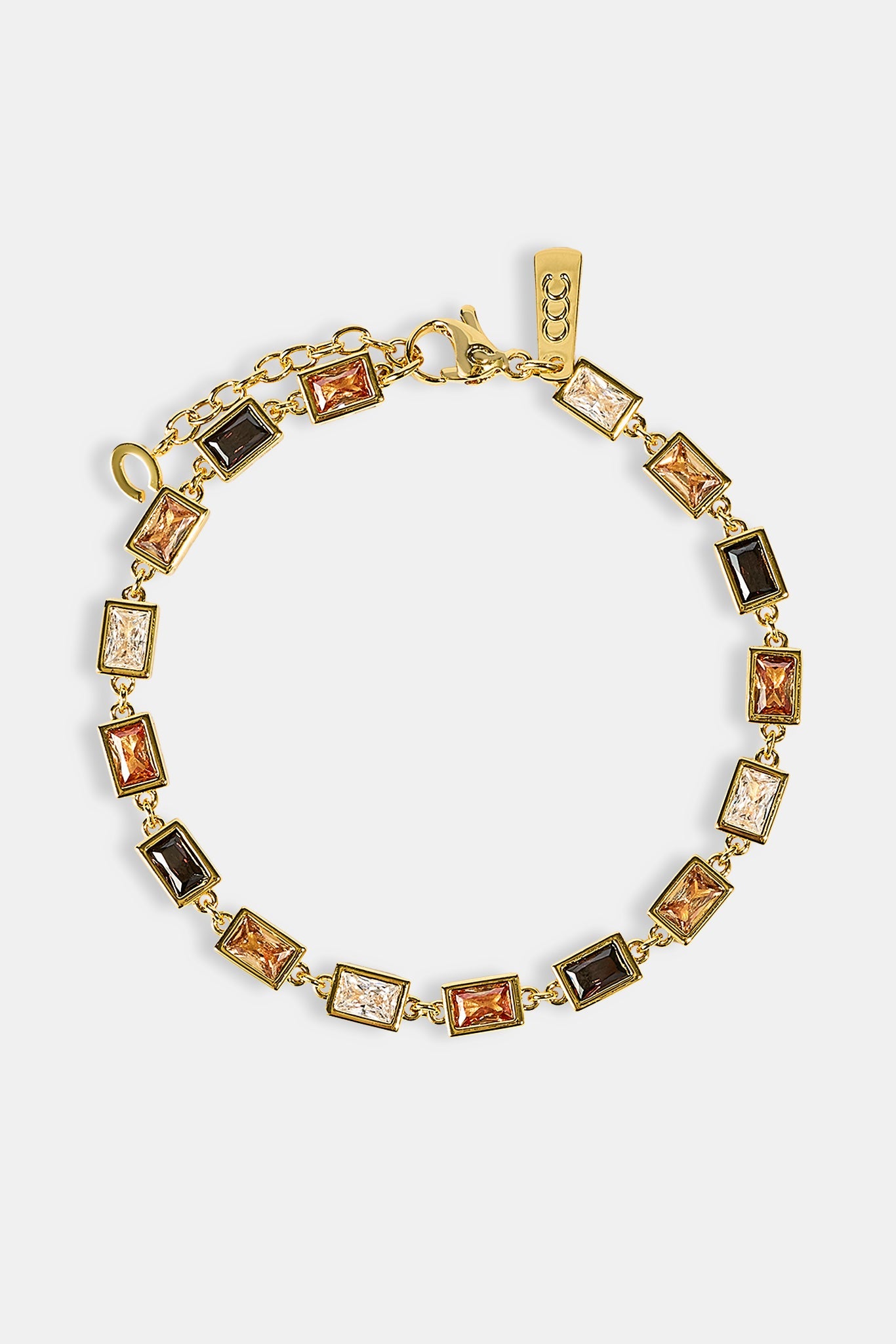 Iced Chocolate Rectangular Stone Bracelet - 6mm - Gold