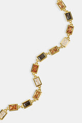 Iced Chocolate Rectangular Stone Bracelet - 6mm - Gold