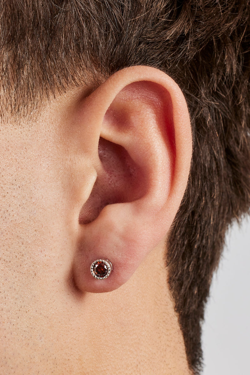 Iced Chocolate Round Stone Stud Earrings - 6mm - Gold