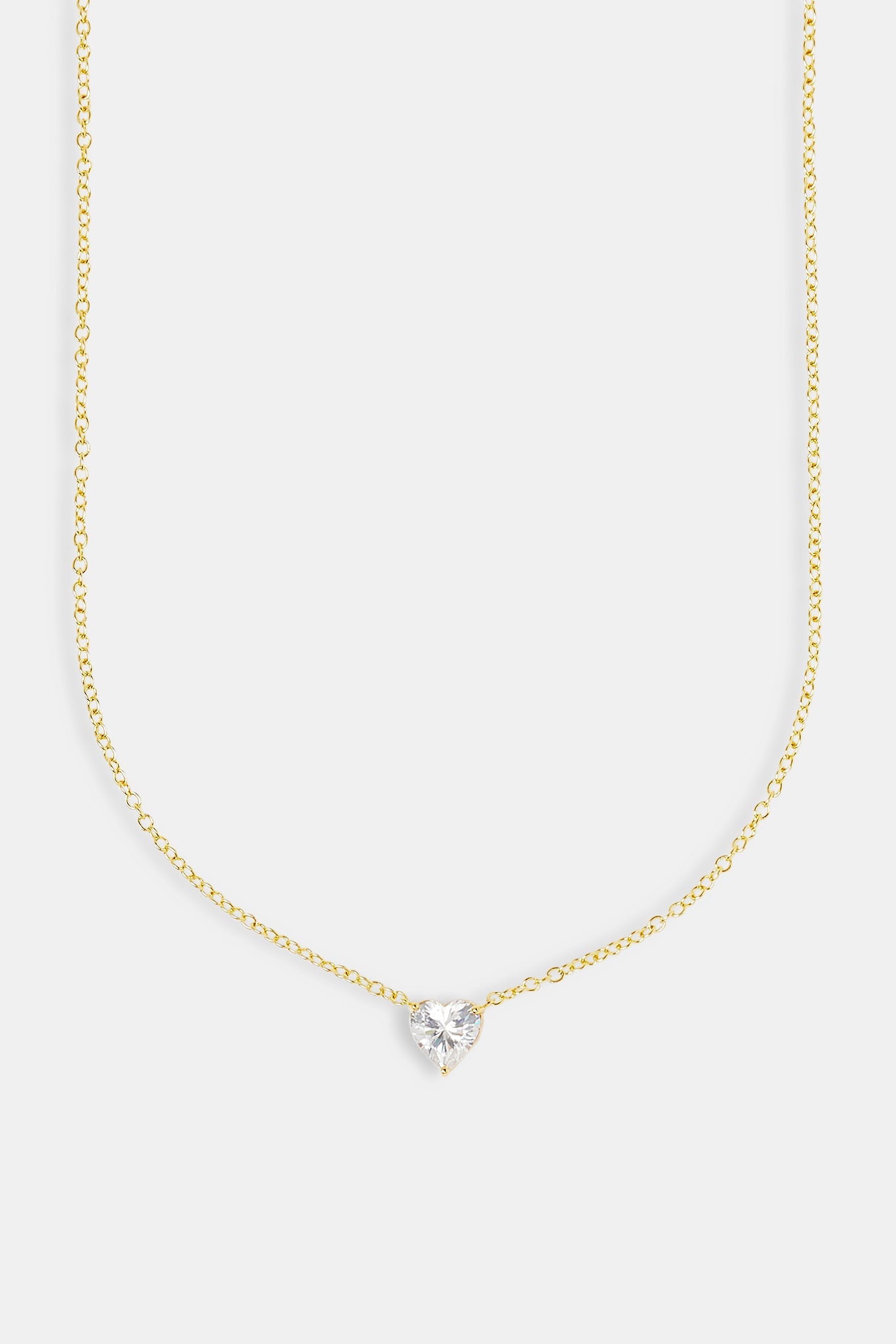 Iced Heart CZ Stone Necklace - 10mm - Gold
