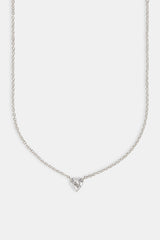 Iced Heart CZ Stone Necklace - 10mm