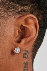 Iced Edge Hexagon Stud Earrings - 8mm