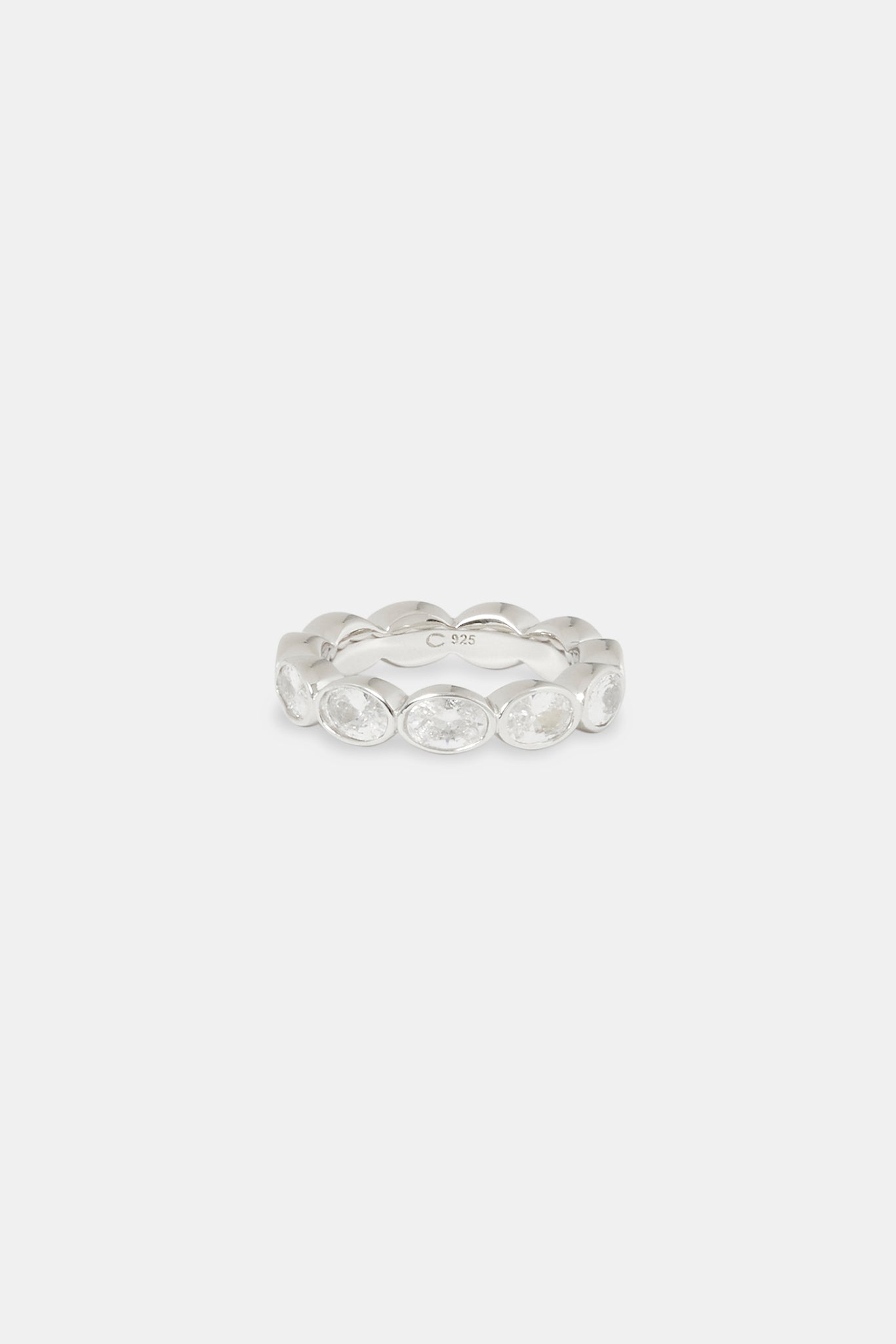 Iced Clear Oval Stone Ring - 6mm