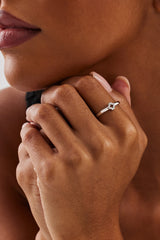 Iced Motif Outline Band Ring - 6mm - White