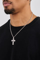 Iced Cross Motif Cuban Necklace- 3mm