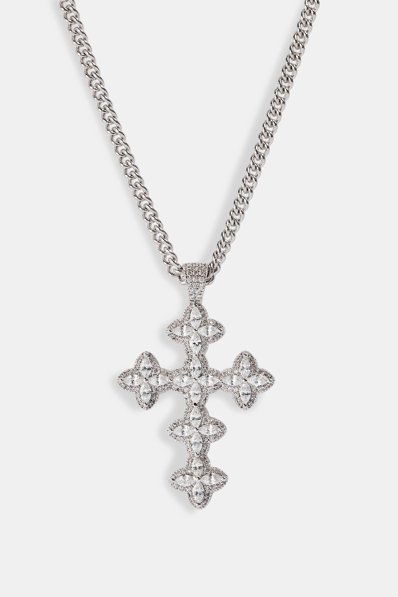 Iced Cross Motif Cuban Necklace- 3mm
