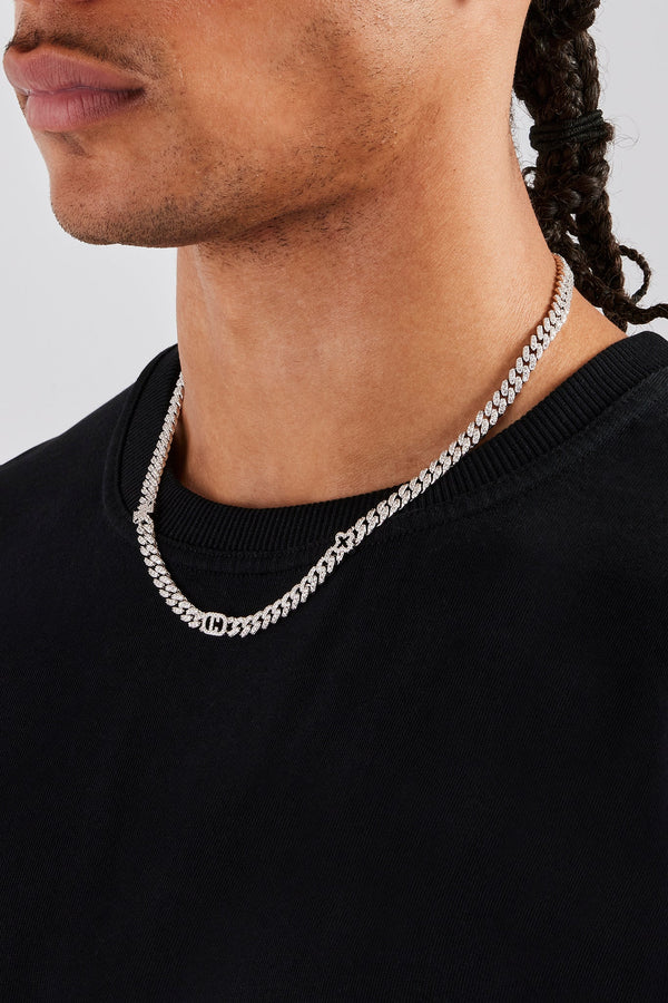 Iced Motif Outline Prong Cuban Chain - 8mm