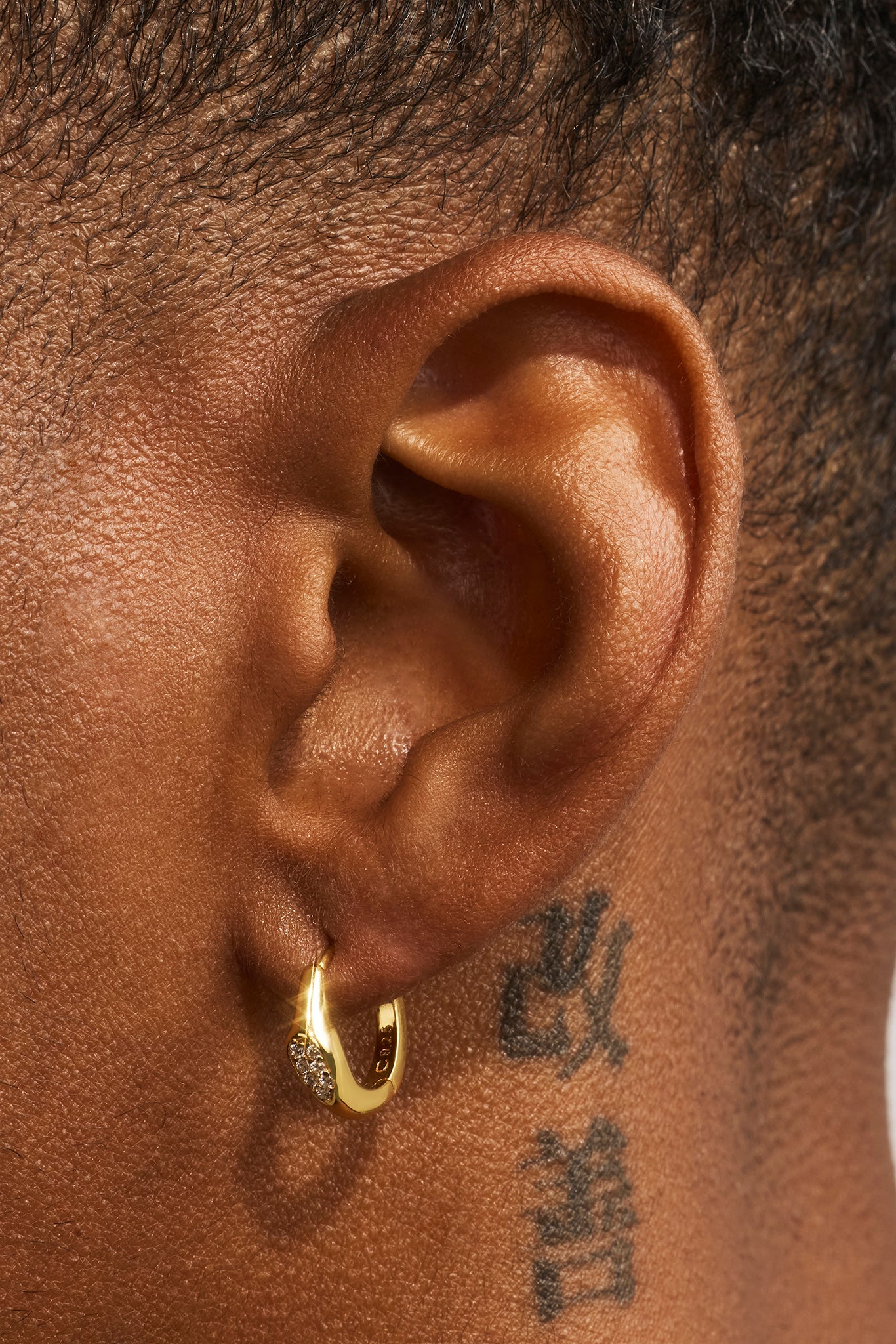 Iced Asymmetric Hoop Earrings - 10mm - Gold