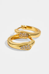 Iced Asymmetric Hoop Earrings - 10mm - Gold