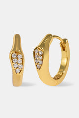 Iced Asymmetric Hoop Earrings - 10mm - Gold