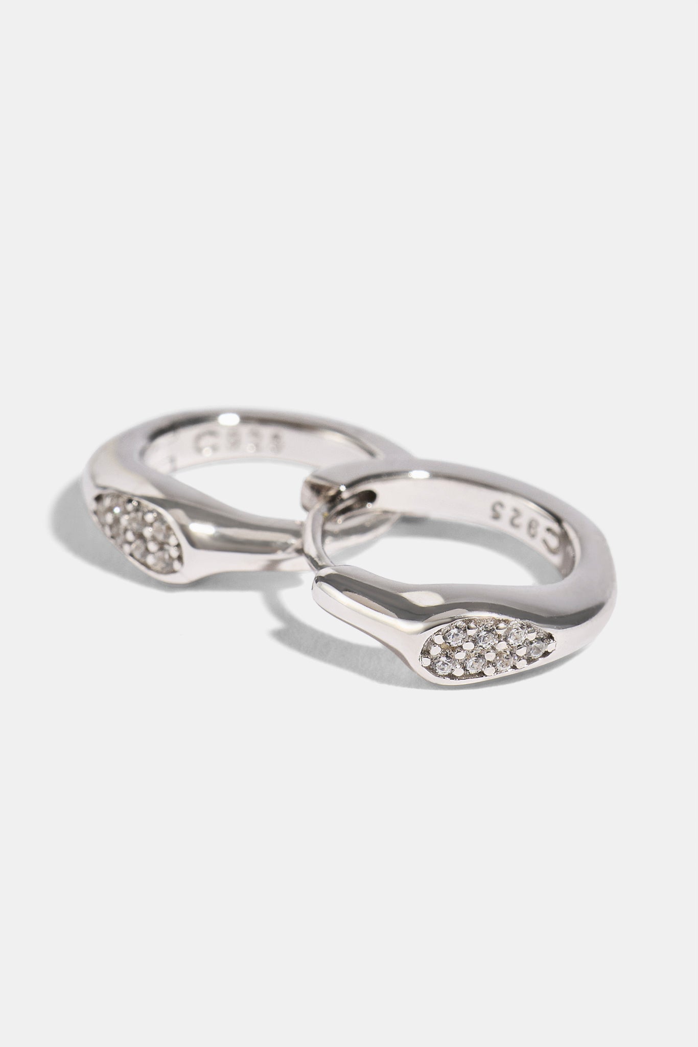 Iced Asymmetric Hoop Earrings - 10mm - White