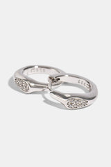 Iced Asymmetric Hoop Earrings - 10mm - White