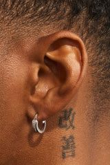 Iced Asymmetric Hoop Earrings - 10mm - White