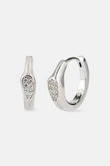 Iced Centre Asymmetric Hoop Earrings - 10mm - White