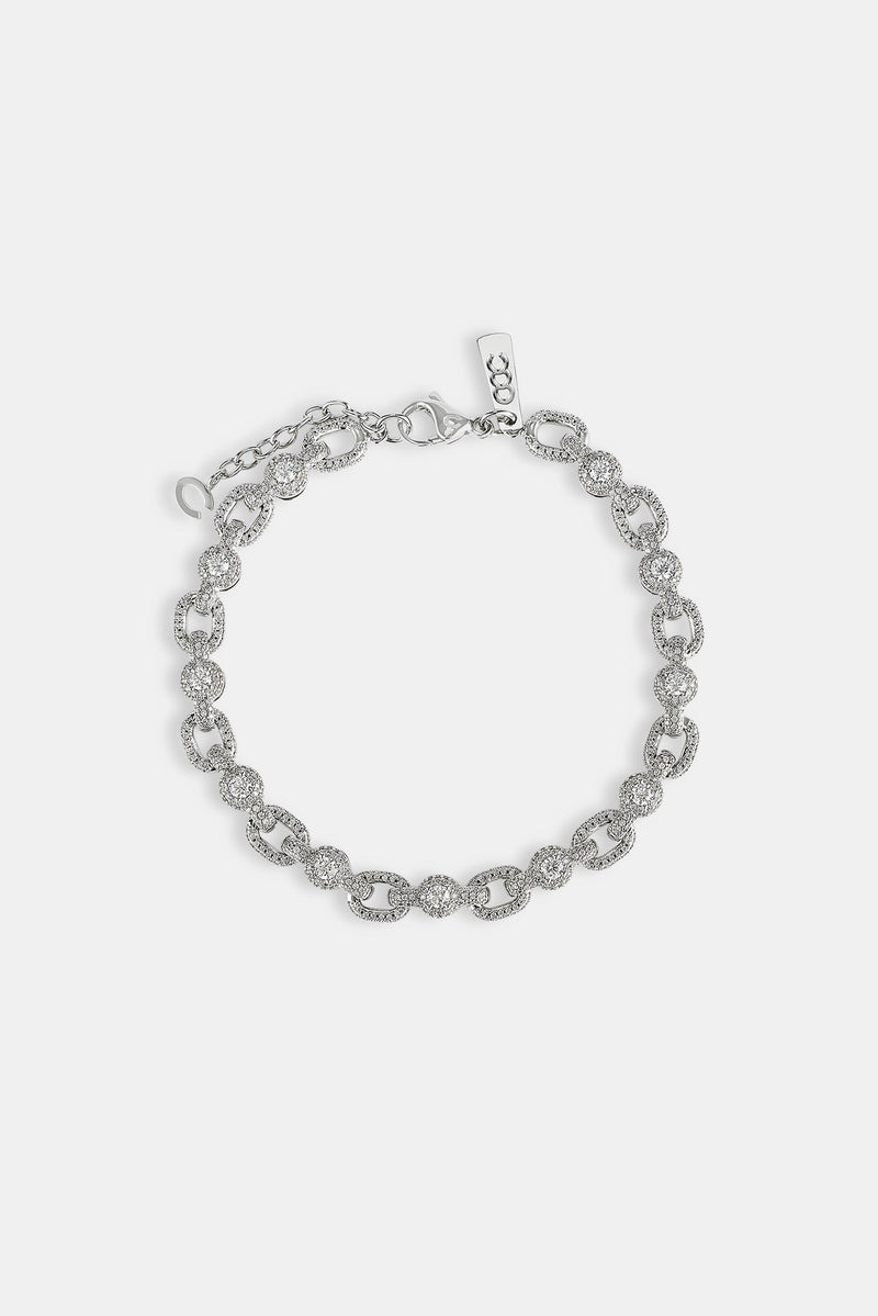 Iced Centre Connecting Link Bracelet - 6mm