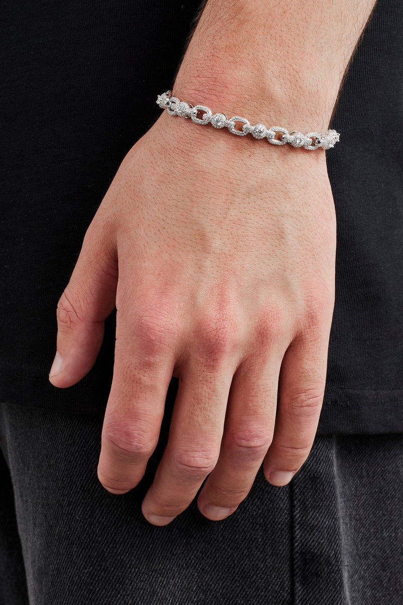 Iced Centre Connecting Link Bracelet - 6mm