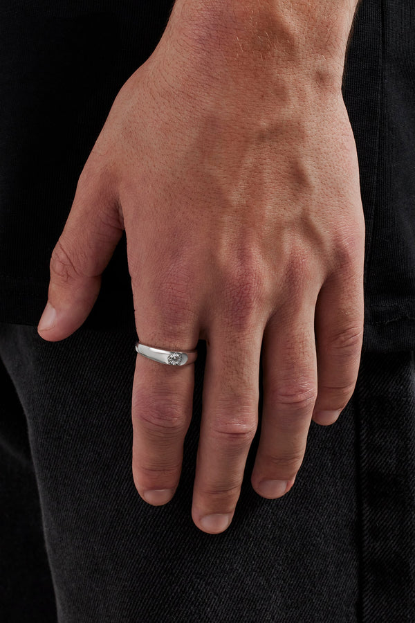 Iced Centre Polished Ring - 6mm