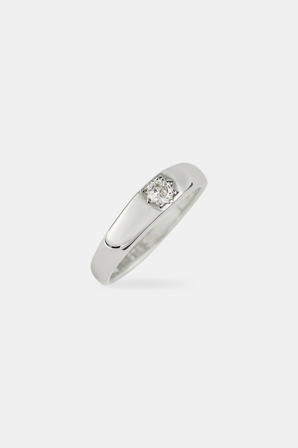 Iced Centre Polished Ring - 6mm