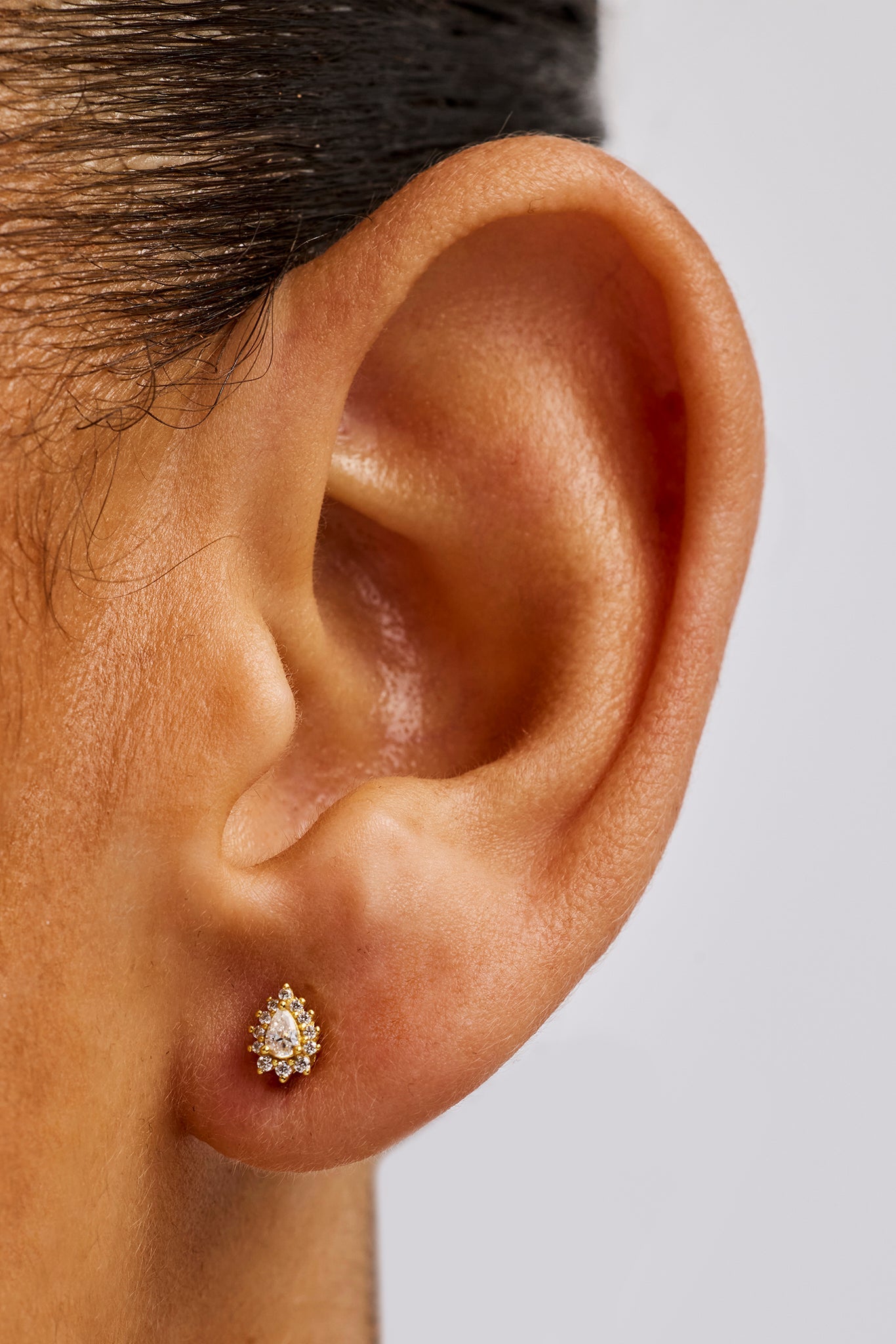 Iced Pear Cluster Stud Earrings - 6mm - Gold