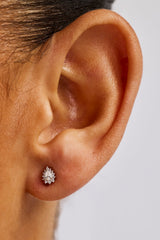 Iced Pear Cluster Stud Earrings - 6mm - White