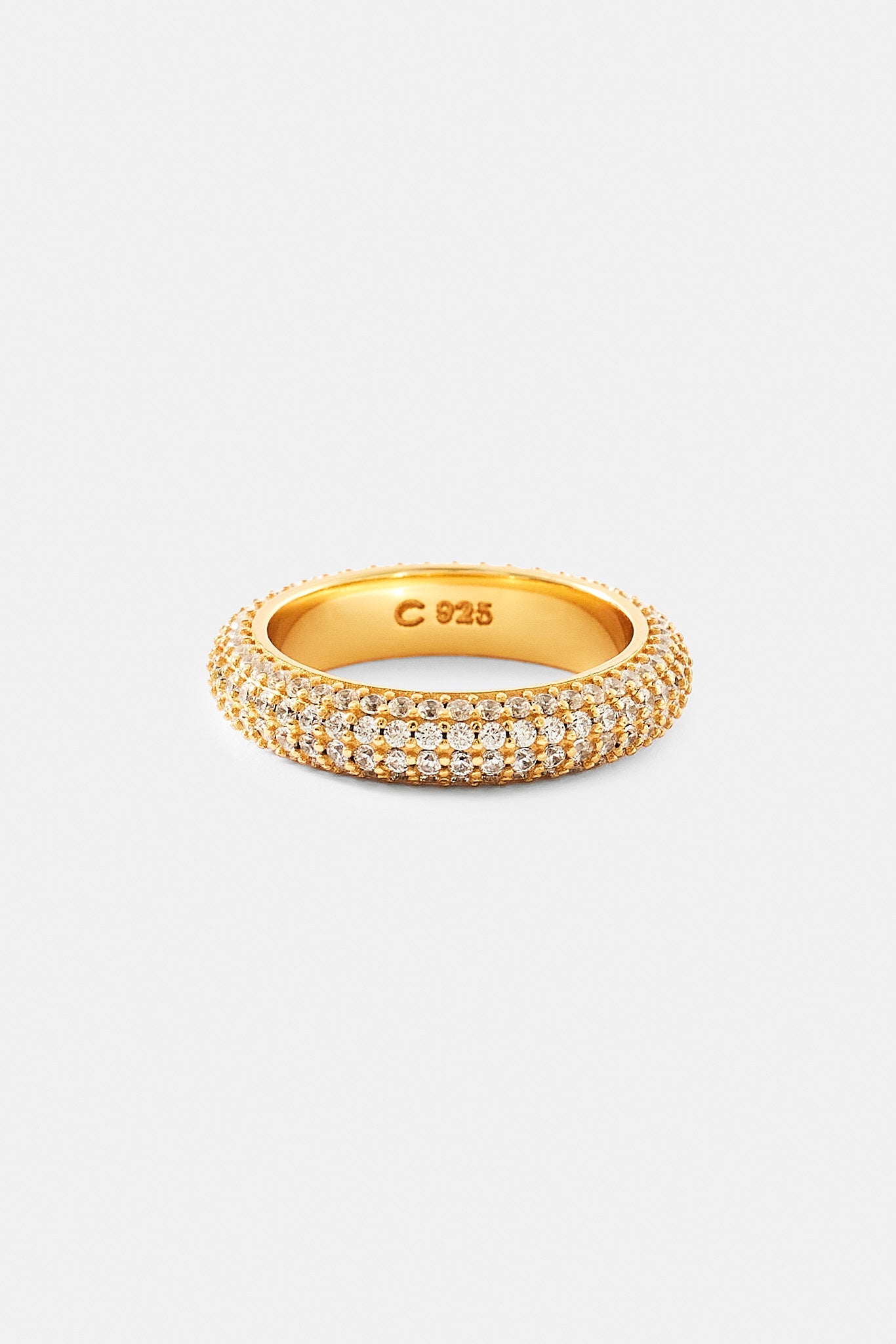 Iced Pave Band Ring - 5mm - Gold