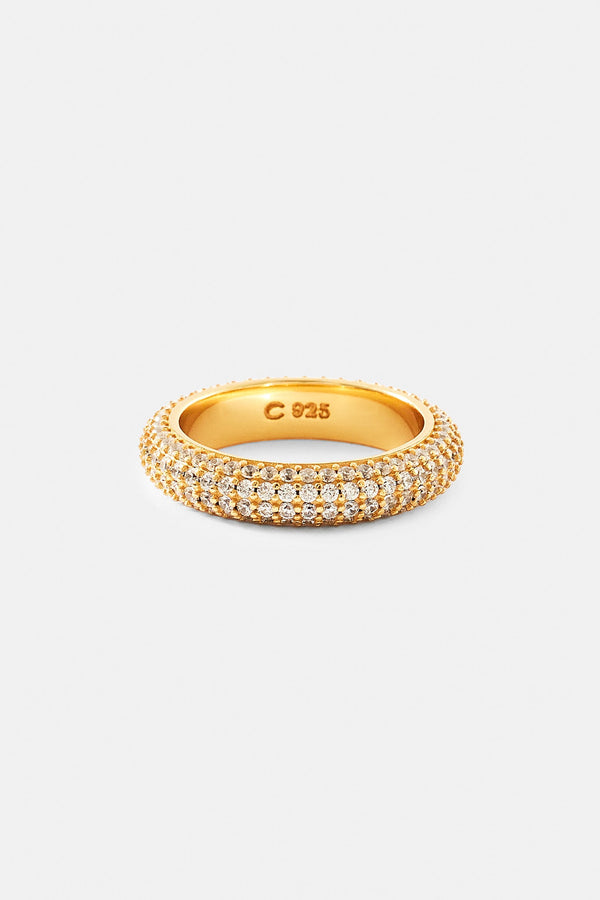 Iced Pave Band Ring - 5mm - Gold